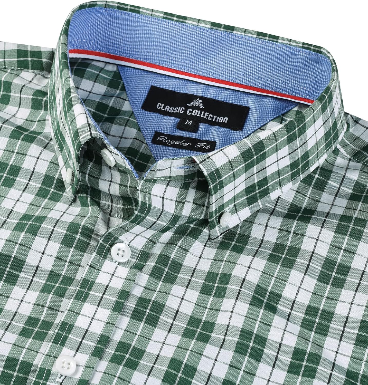 Alimens & Gentle Men's Plaid Button Down Shirts Cotton Long Sleeve Dress Shirts Regular Fit Gingham Shirts - Image 2