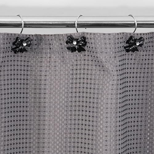 Miniatura 5 de Ganchos Decorativos Negros para Cortina de Ducha: Lindos Anillos para Cortina de Ducha de Acero Inoxidable Resistente al Óxido en Forma de Nudo