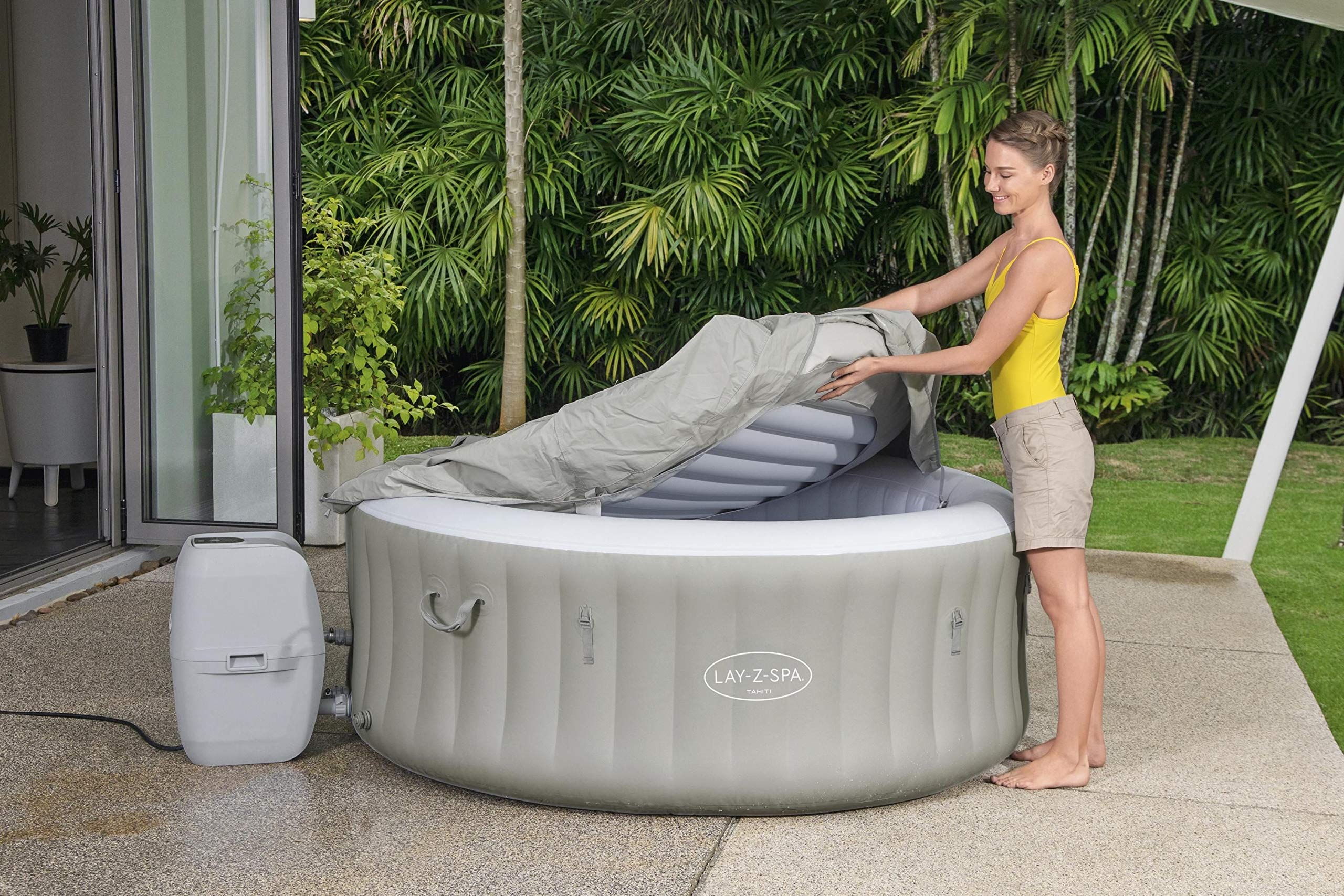 BESTWAY - SPA Hinchable Lay-Z-SPA Tahiti para 2-4 Personas Redondo 180x66 cm con Luces LED