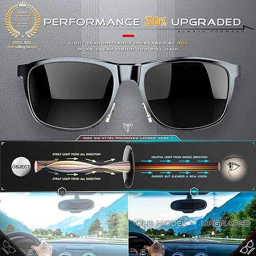 Vista 3 de ATTCL - Lentes de sol polarizados con marco de metal retro para hombre
