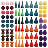 Candywood Large Set Full Rainbow Color Style Wooden Loose Parts Sensory Play Toys, Mandala 7 Shapes, 27 Colors, Stacker Nesting Toys Parts(81 PCS)…