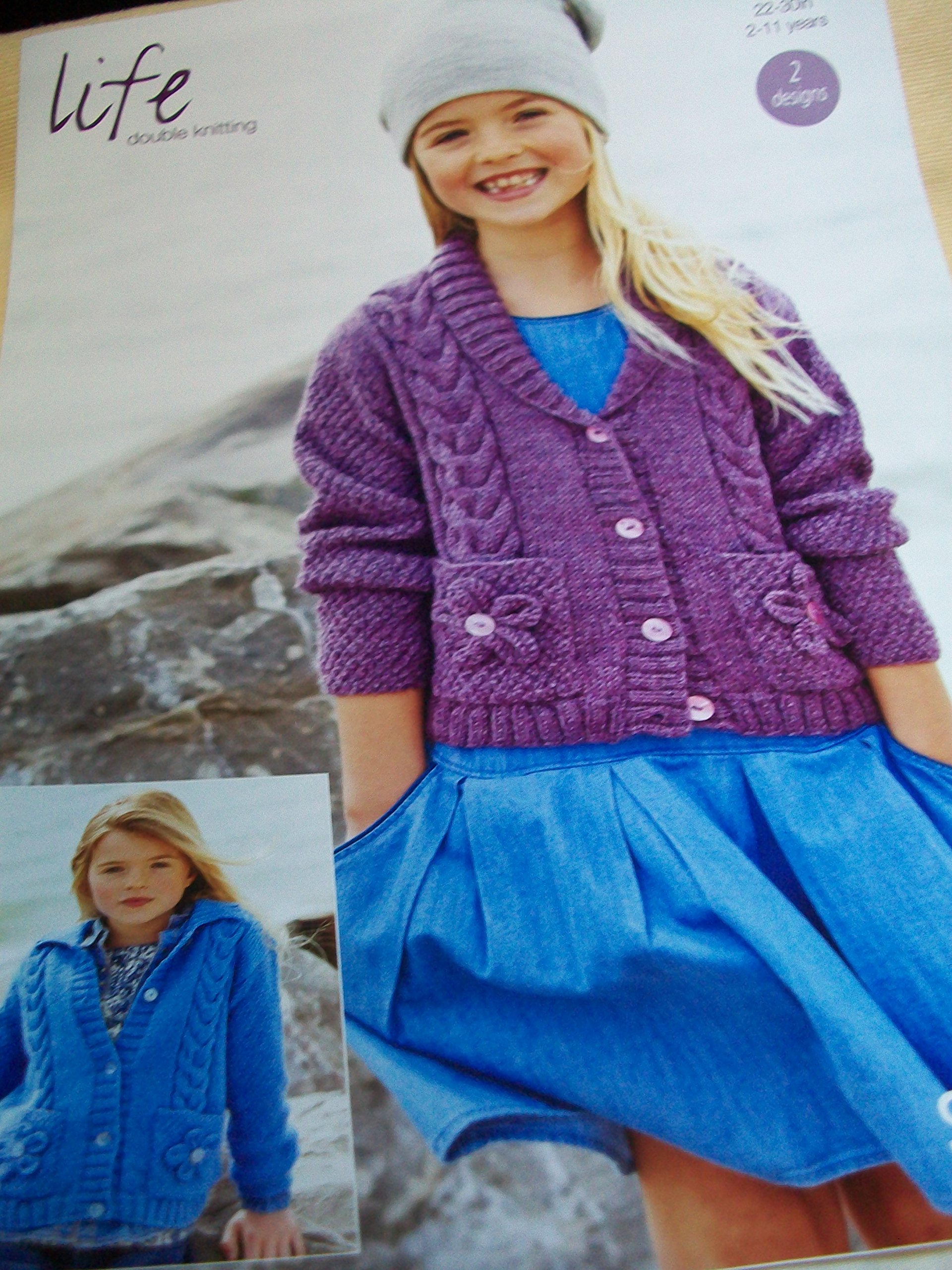 Stylecraft Purple Life Dk Knitting Pattern 9194. Girlscardigans. Age 2-11 Years. Size 56-76Cm (22-30 Inch).