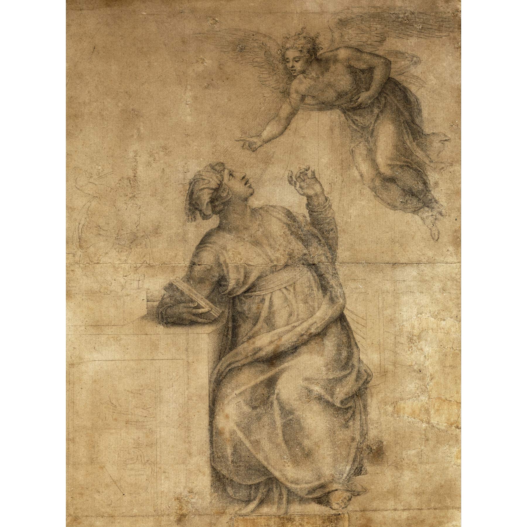 Michelangelo Buonarroti Annunciation To The Virgin Large Wall Art Print Canvas Premium Poster Mural