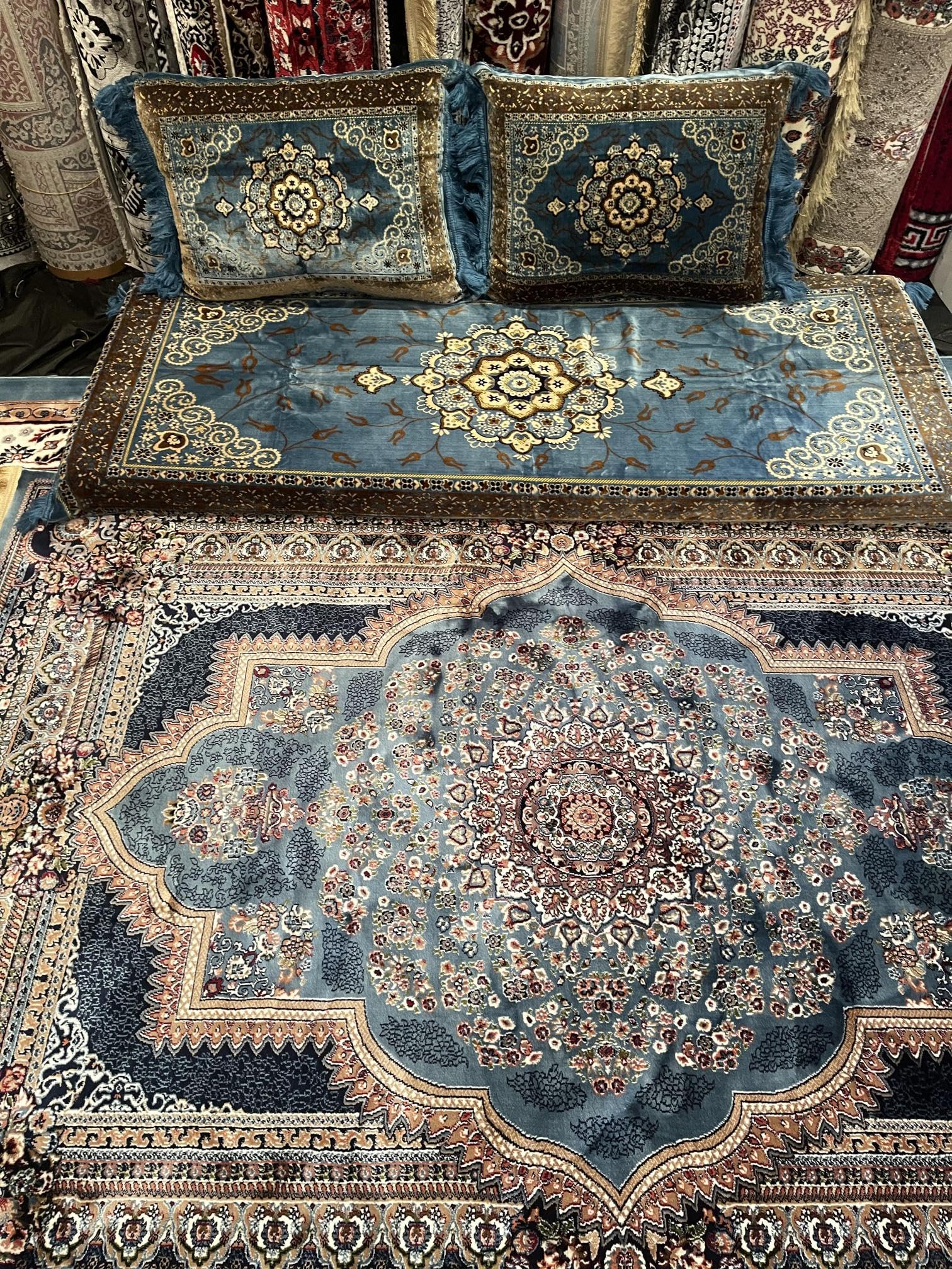 Luxury Product Arabic/Turkish/Afghani Floor Seating Sofa Couch,Floor Cushions,Arab Majlis sofa (Green)