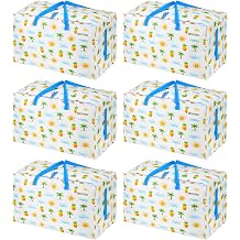 VENO 6 Pack Extra Large Heavy Duty Moving Bags with Wide Opening & Reinforced Handles, Reusable Storage Tote Bags with Strong Zippers for Clothes, College Dorm Essentials & Moving Supplies