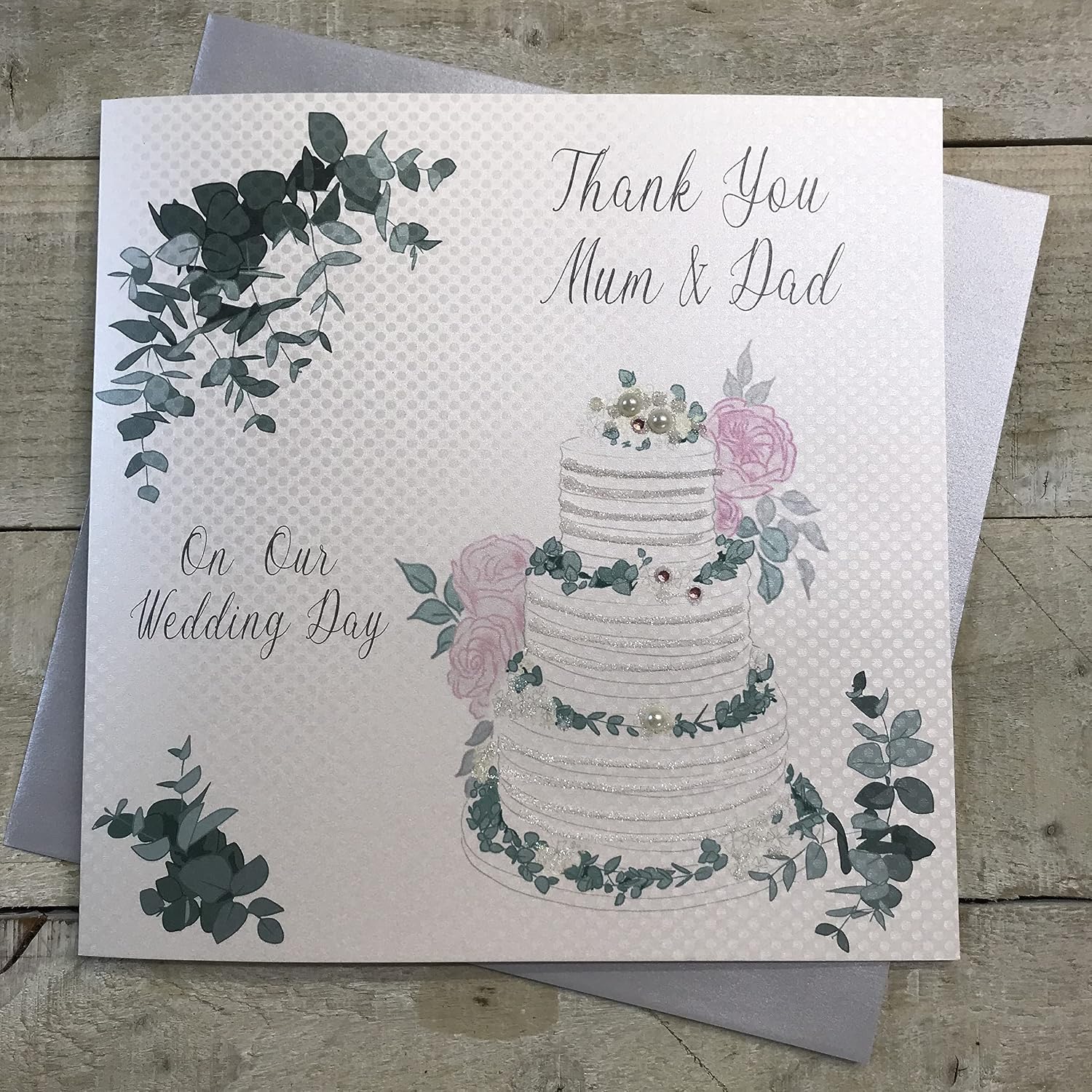 WHITE COTTON CARDS Mum and Dad Day Large Handmade Wedding Thank You Card, XLWB201