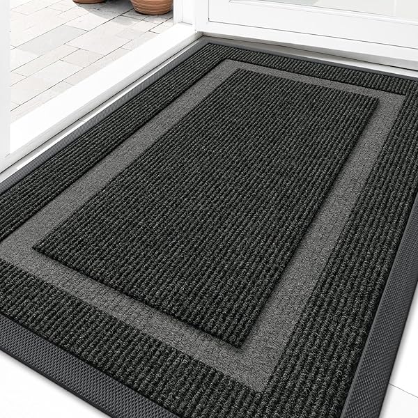 OLANLY Front Door Mat Indoor Outdoor Entrance, Waterproof All-Season, All-Weather Doormat, Sturdy Natural Rubber, Fade Resistant, Low Profile, Easy Clean Patio Porch Entryway Mat, 71x23, Green