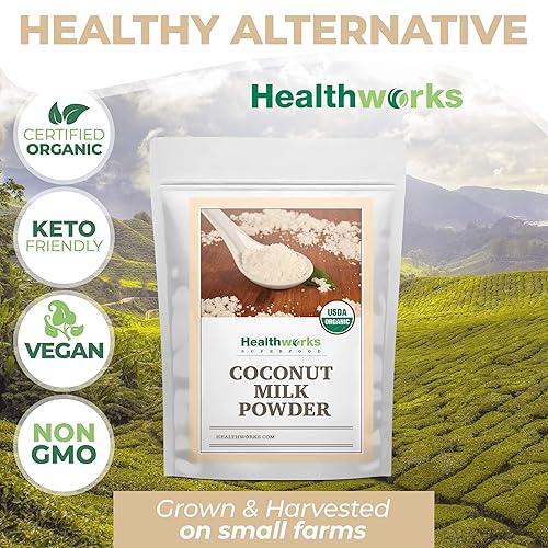 Miniatura 6 de Healthworks Leche de coco en polvo 16 onzas  1 libra  Certificado orgánico  Totalmente natural cremosa sin lácteos sin soja dieta paleo vegana y sin