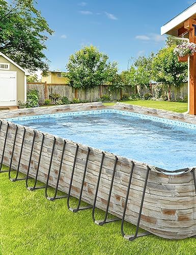 Vista 35 de Evajoy Piscina redonda sobre el suelo con marco de metal para exteriores de 10 pies x 30 pulgadas con fácil instalación, solo piscina