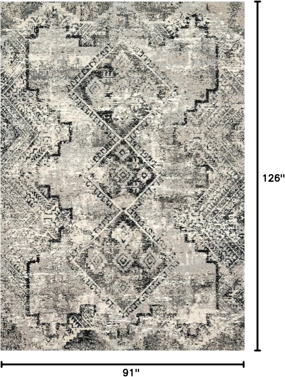 Loloi II Loloi Viera Collection Vintage Distressed Southwest Area Rug, 7'7" X 10'6", Grey/Black