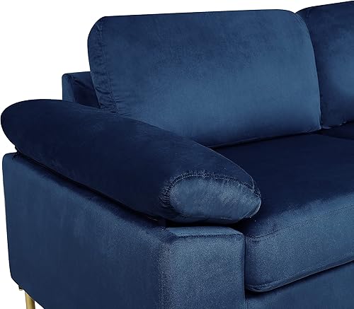 Miniatura 7 de Sofá modular de terciopelo con diván, sofá modular de 3 asientos en forma de L con brazos de almohada de terciopelo y cojines de respaldo y asiento