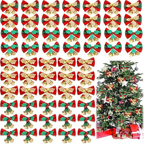 Miniatura 10 de WILLBOND Lazo de Navidad con campanas para manualidades, adorno de Navidad, regalo de manualidades, coronas de árbol de Navidad, decoración colgante