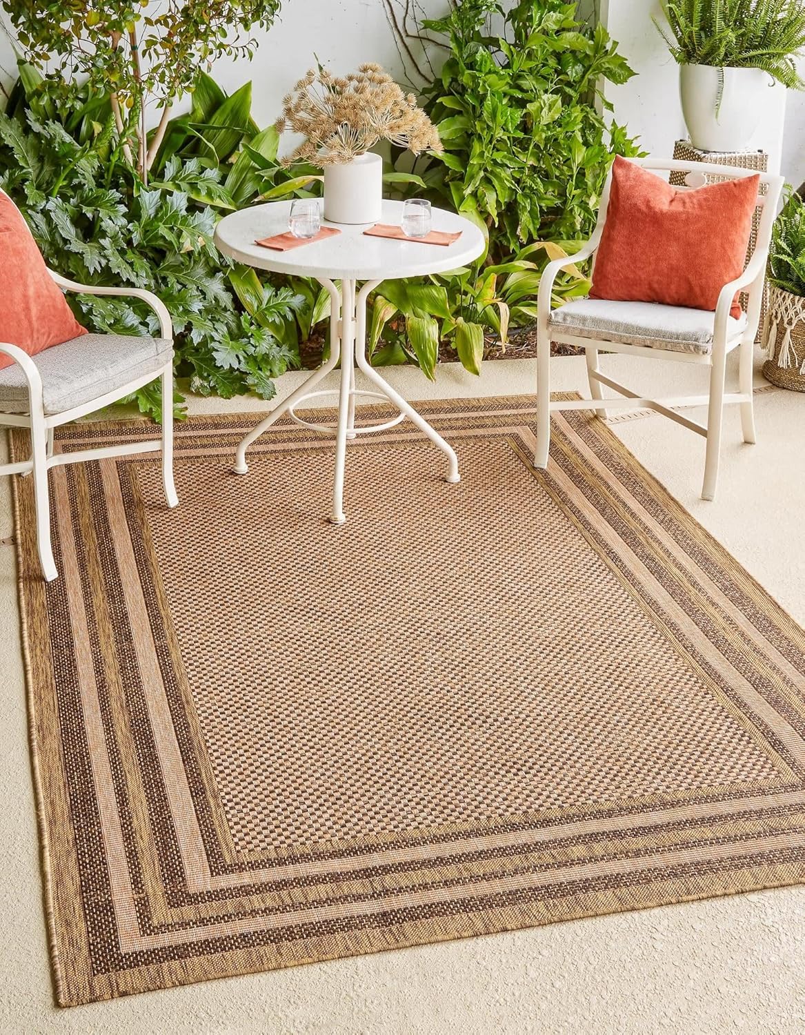 Unique Loom Outdoor Border Collection Area Rug Multi