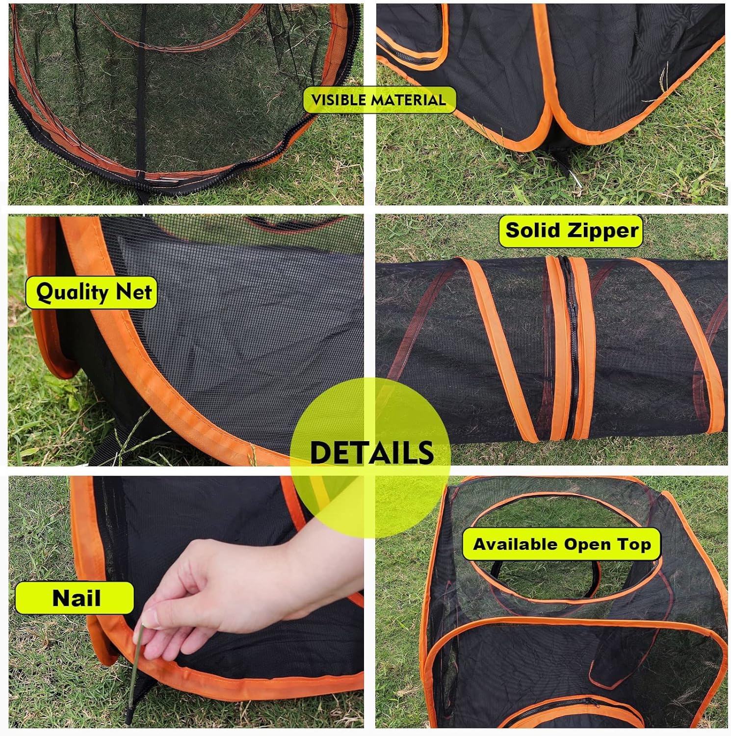 Portable Cat Small Animals Playpen DIY Outdoor Enclosures Freely Combinable 2in1 4in1 6in1 Pop Up Pet Play Tent Tunnel Cube House for Cat Puppy Rabbit (4in1 Tower Tent Tunnel)