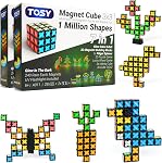 TOSY Cube aimanté 2x2-8 Blocs, 2 en 1 Jouet : 2x2x2 Cube de Puzzle et Cube d'infini personnalisable, Glowing, UV Lampe de poche, Fidget/Sensory/STEM/STEAM Magnet Tiles Cadeau d'anniversaire pour enfants/adolescents/adultes