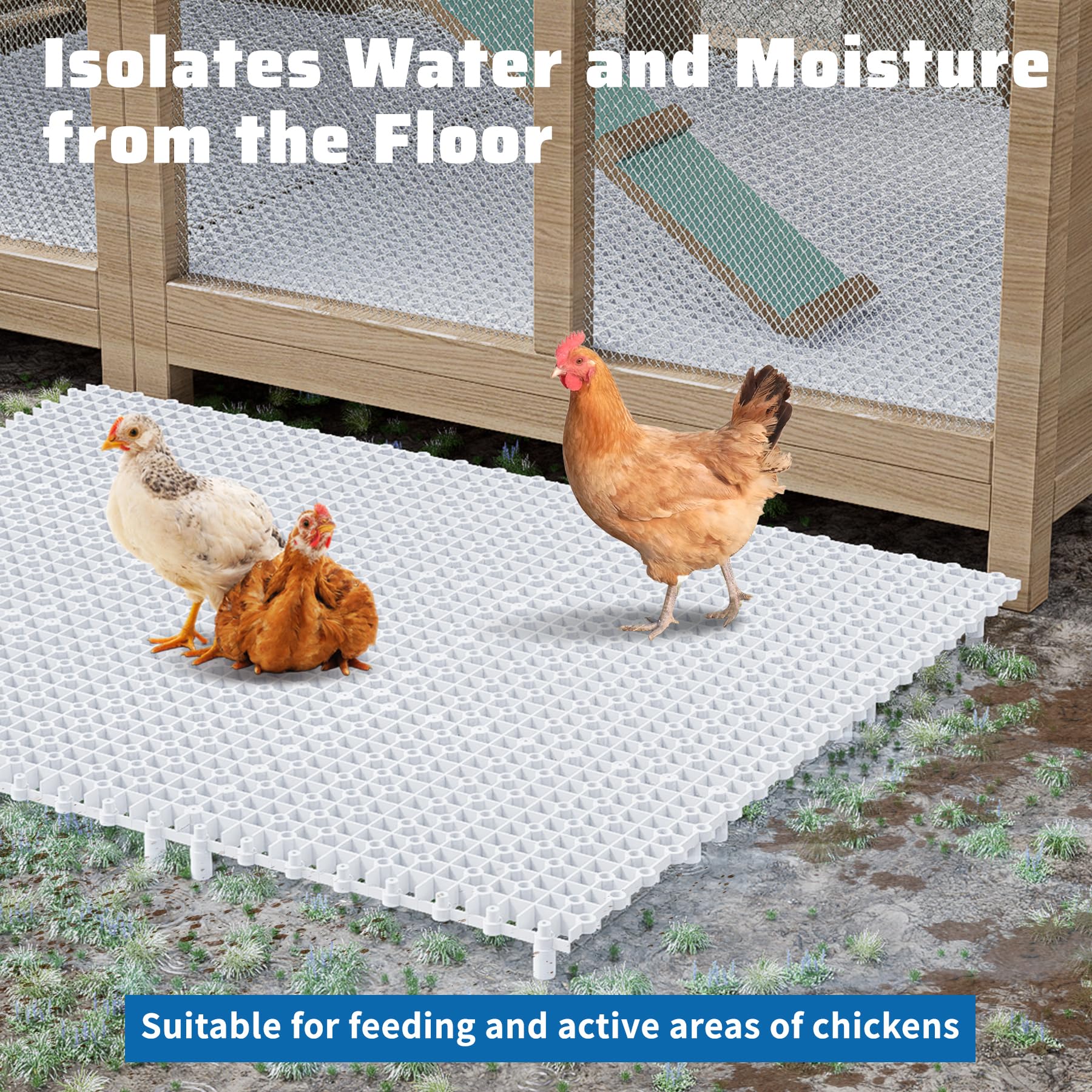 Almohadilla de suelo para gallinero, 25,4 x 19,5 cm, almohadillas para caminar sobre el suelo, evitar el agua y la humedad, se adapta a pollos activos o zonas de comer, paquete de 9