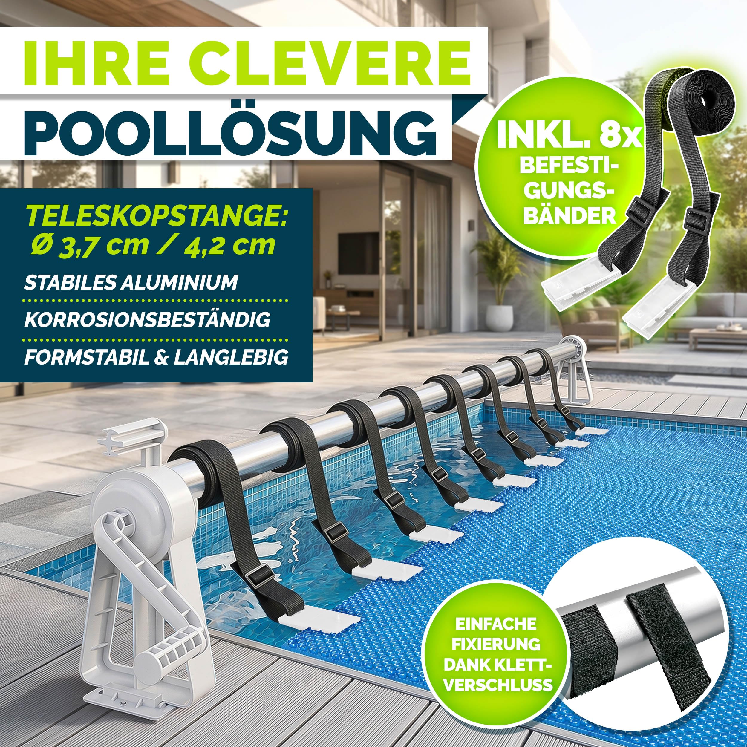 Tillvex Pool Aufroller Premium 1,05-6,15 m Aufrollsystem für Solarplane Mobile Aufrollvorrichtung witterungsbeständig