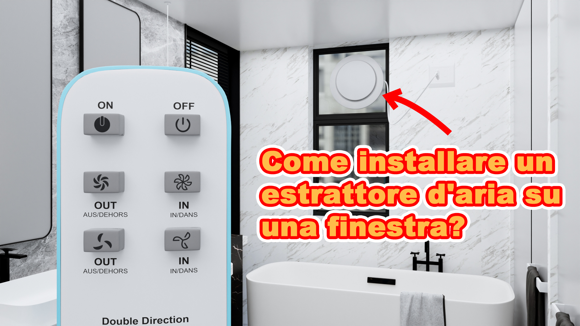 Ventilatore Bagno Silenzioso 150mm SBONNI - Con Telecomando, 2 Velocità E 2 Direzioni, Portata Fino A 310m³/h