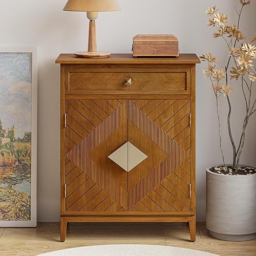 Farmhouse Storage Cabinet Accent Sideboard Wood Buffet Cabinet with 2-Door and 1 Drawer for Living Room, Hallway, Bedroom, Dining Room
