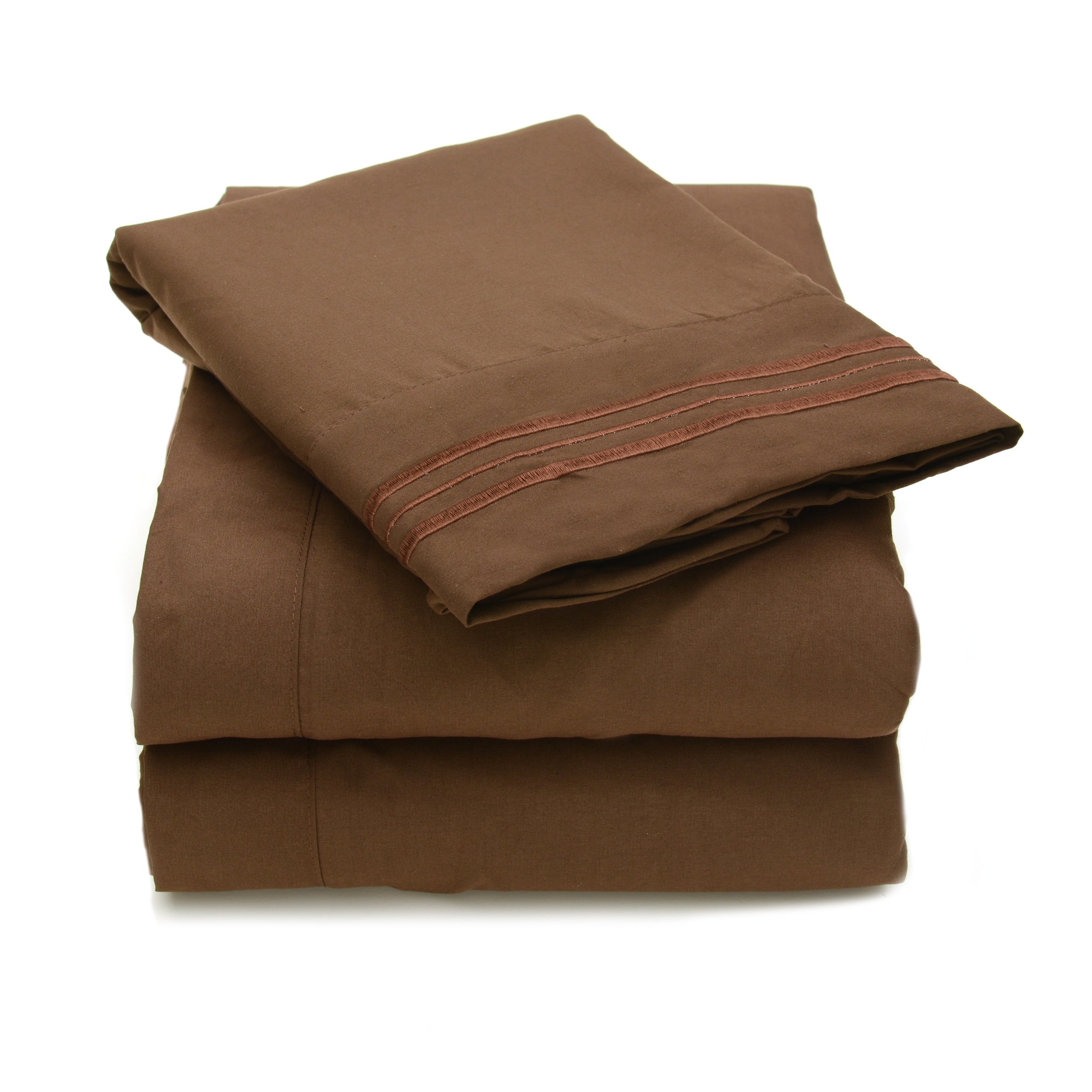 Drap de lit 4 pièces marron en coton égyptien pour des nuits douces et relaxantes
