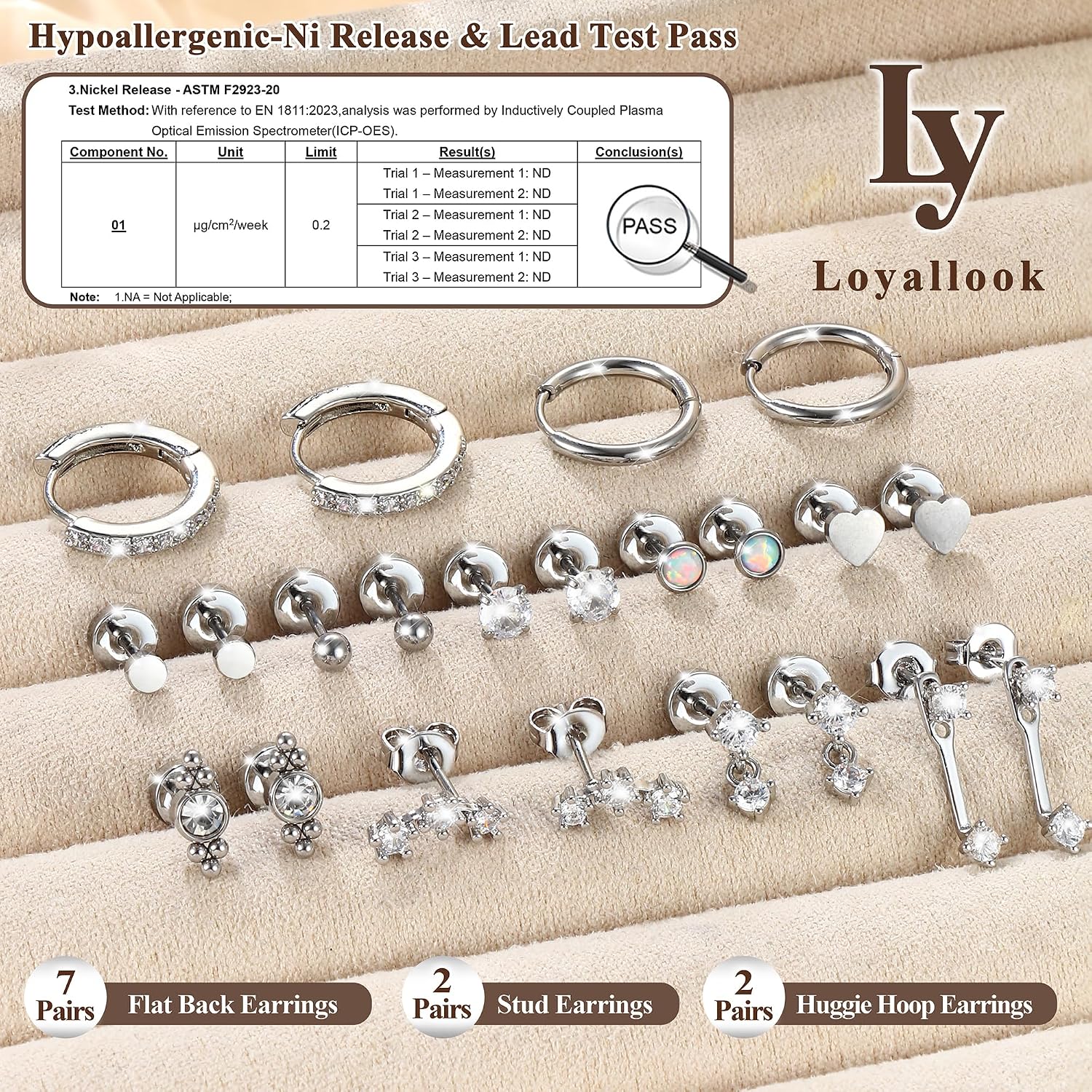LOYALLOOK Hypoallergenic Flat Back Earrings for Women Trendy 20G Surgical Stainless Steel Earrings 14K Gold Plated Cartilage Earring Stacks Flatback Stud Earring Sets for Multiple Piercing