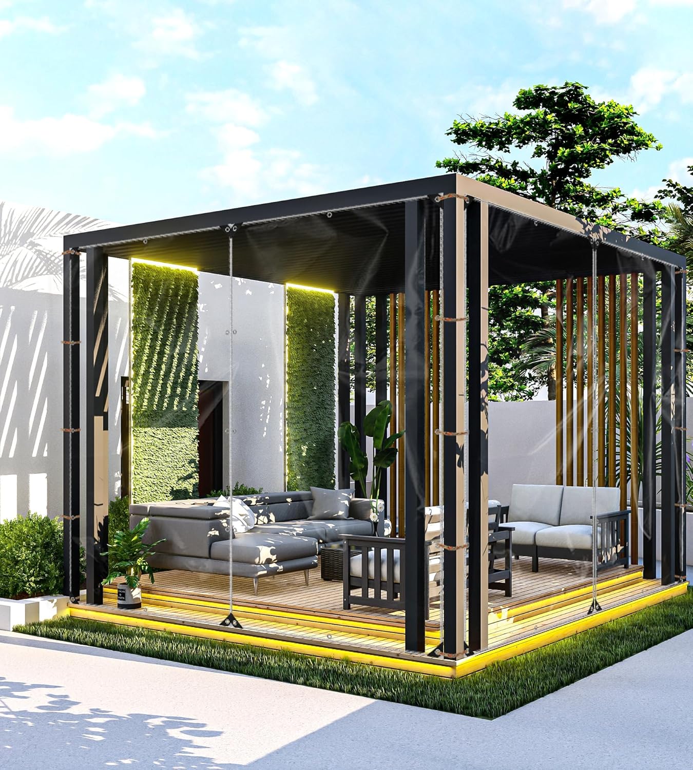 6x10FT Clear Heavy Duty Thicken Windproof Rope Tarp, Waterproof Vinyl for Winter Chicken Coop Courtyard Fence Garden