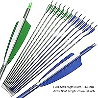 Vista 5 de Flechas de carbono de 31 pulgadas, flechas de caza de tiro con arco, 500 espina dorsal con plumas, flechas de práctica para tiro con arco compuesto