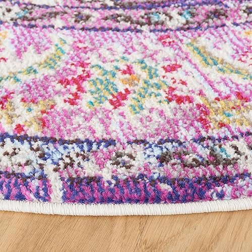 Miniatura 226 de Safavieh Tapete de área grande, colección Monaco, 11 pies x 15 pies, azul marino y celeste, diseño desgastado de medallón, no desprende pelusa