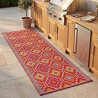 Vista 37 de Fab Habitat - Alfombra de exterior azteca, impermeable, resistente a la decoloración, sin arrugas, plástico reciclado de primera calidad, a rayas