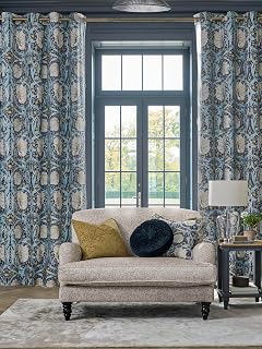 Pimpernel Blackout Lined Eyelet Curtains In Indigo Blue - 66"x72" (168cmx183cm)