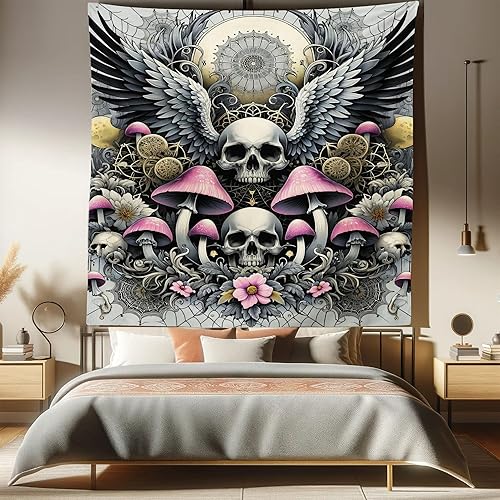 Miniatura 136 de Ambesonne Tapiz indie, estilo moderno de Memphis de los años ochenta, geométrico, abstracto, colorido, diseño de puntos, funky, para colgar en la