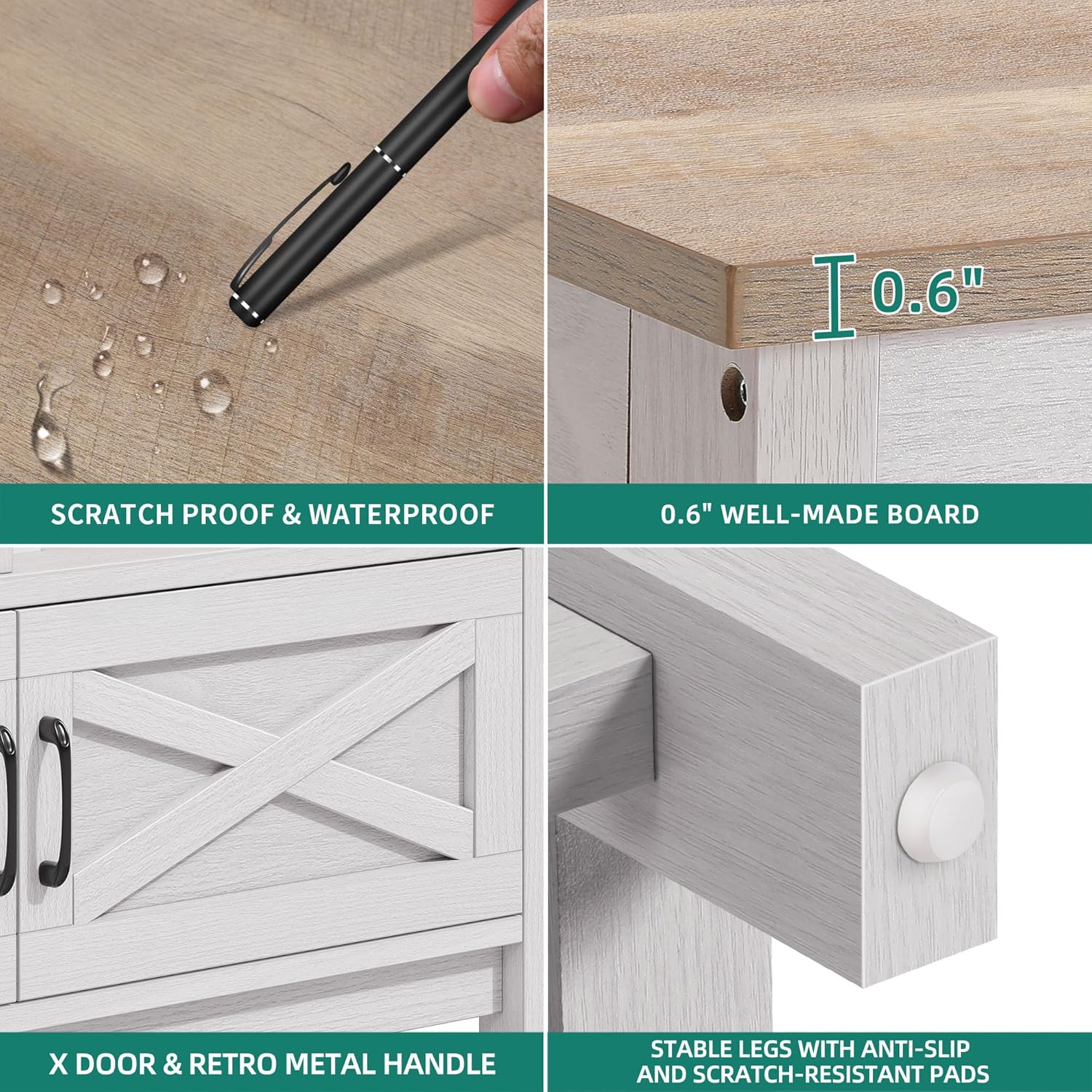 YITAHOME Farmhouse TV Stand for 65/75 Inch Television, Entertainment Center Television Stand with Power Outlets and Open Shelf, Media Console TV Cabinet for Living Room, Grey White/Grey Wash - Image 5