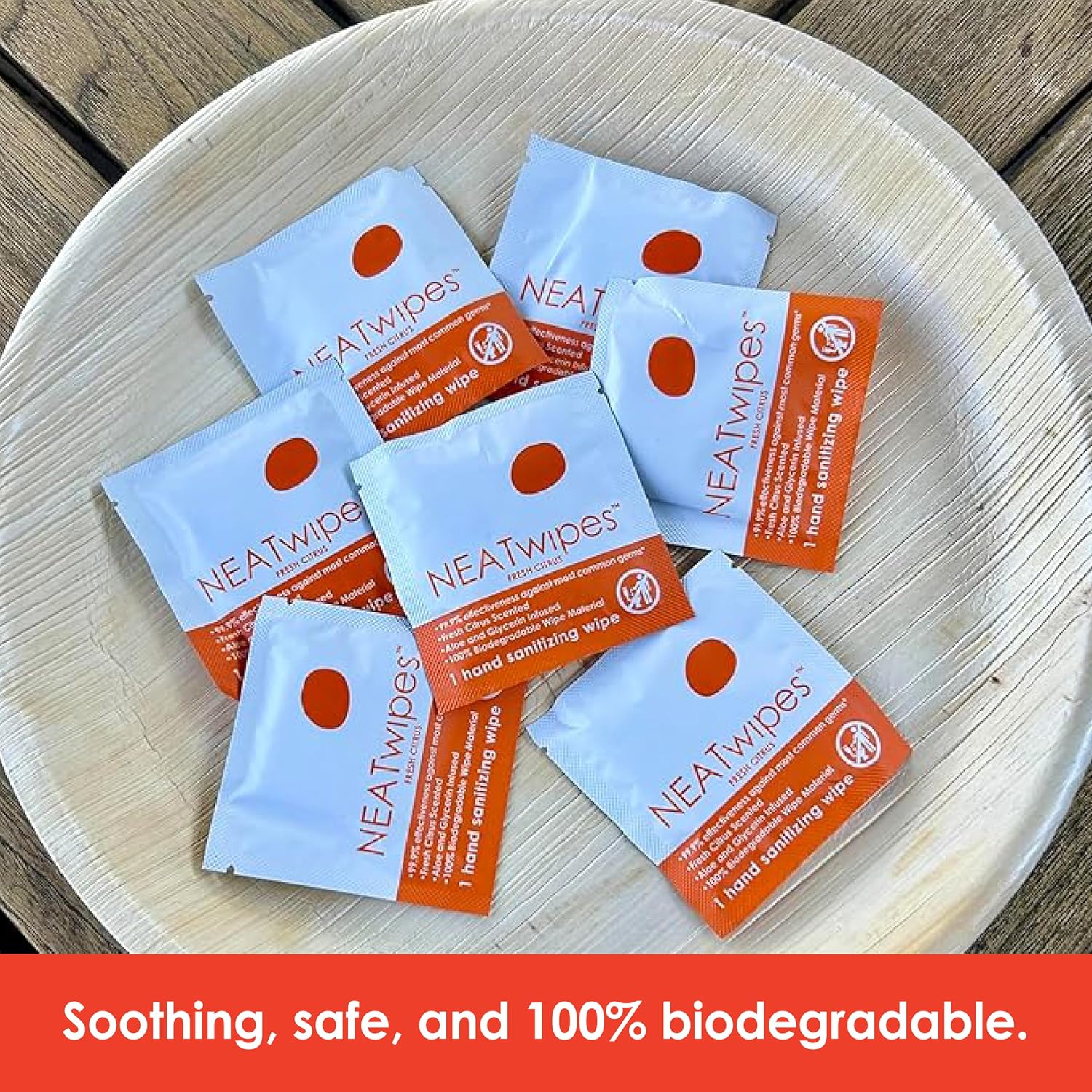 NEATwipes Hand Sanitizing Wipes | Travel Essentials | Disposable Wet Wipe & Planet Friendly | Fresh Citrus Essential Oil | 10 Pouches of 24 Individually Wrapped Wipes