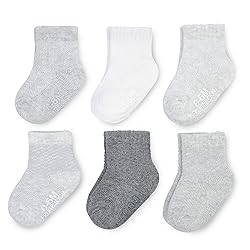 Fruit of the Loom All Weather Baby & Toddler Socks - Cotton Crew Socks with Grips for Boys, Girls and Unisex