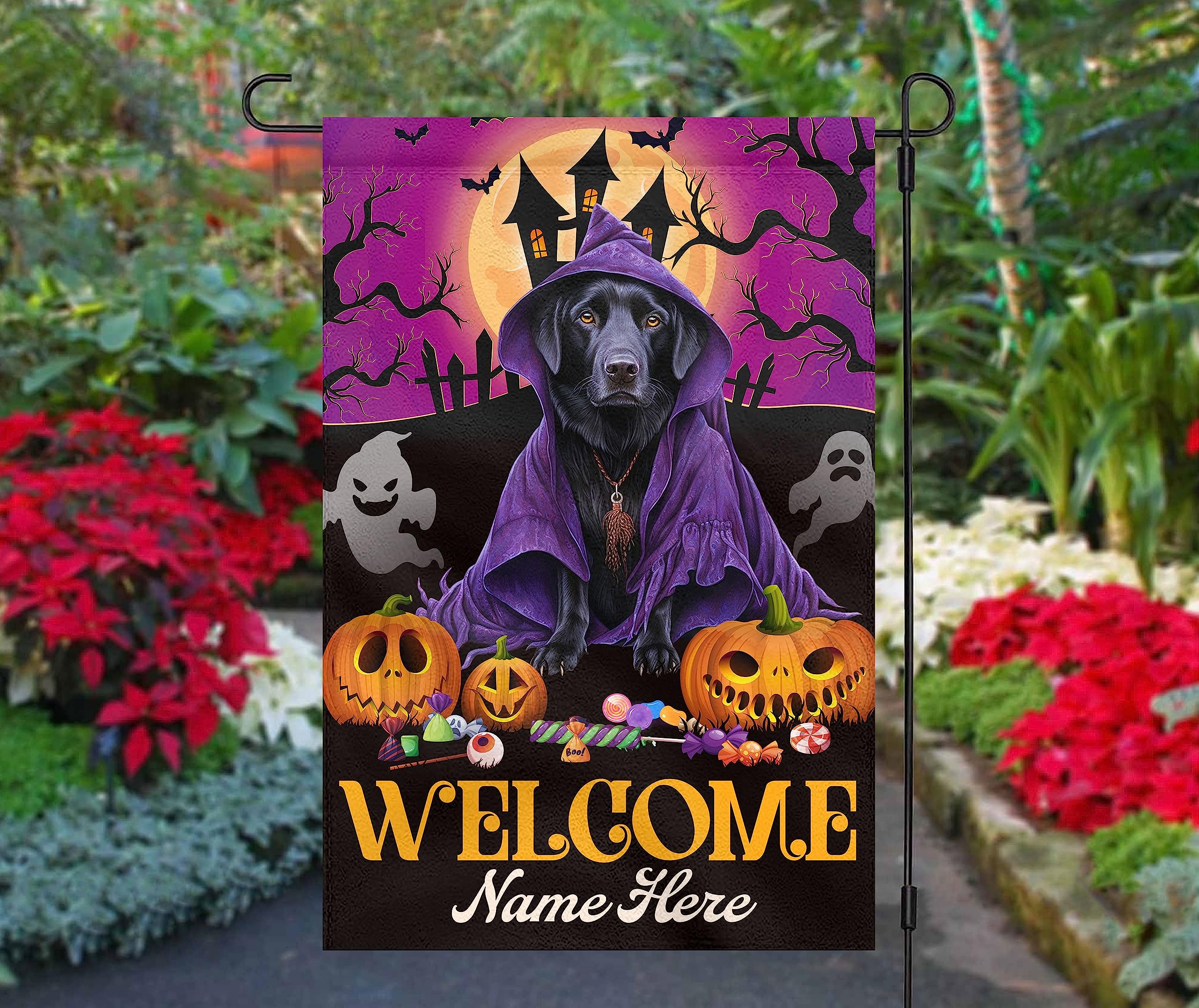 Dyrenson Gartenflagge 'Welcome Easter' Mit Labrador – 30,5x45,7 Cm, Wetterfest, Doppelseitig Bedruckt