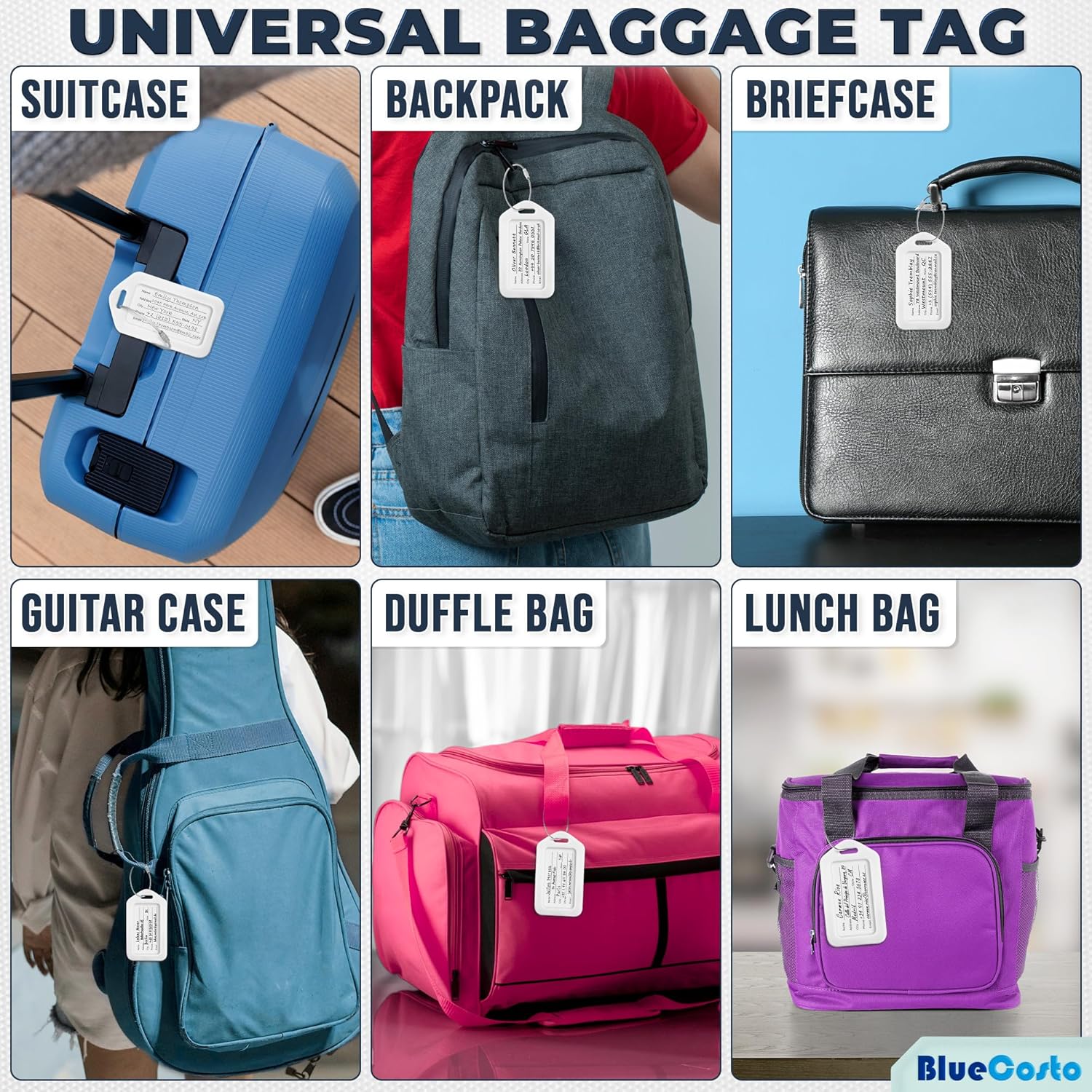 - La Tags - White, - Suitcase Tags with Ne ID Card &