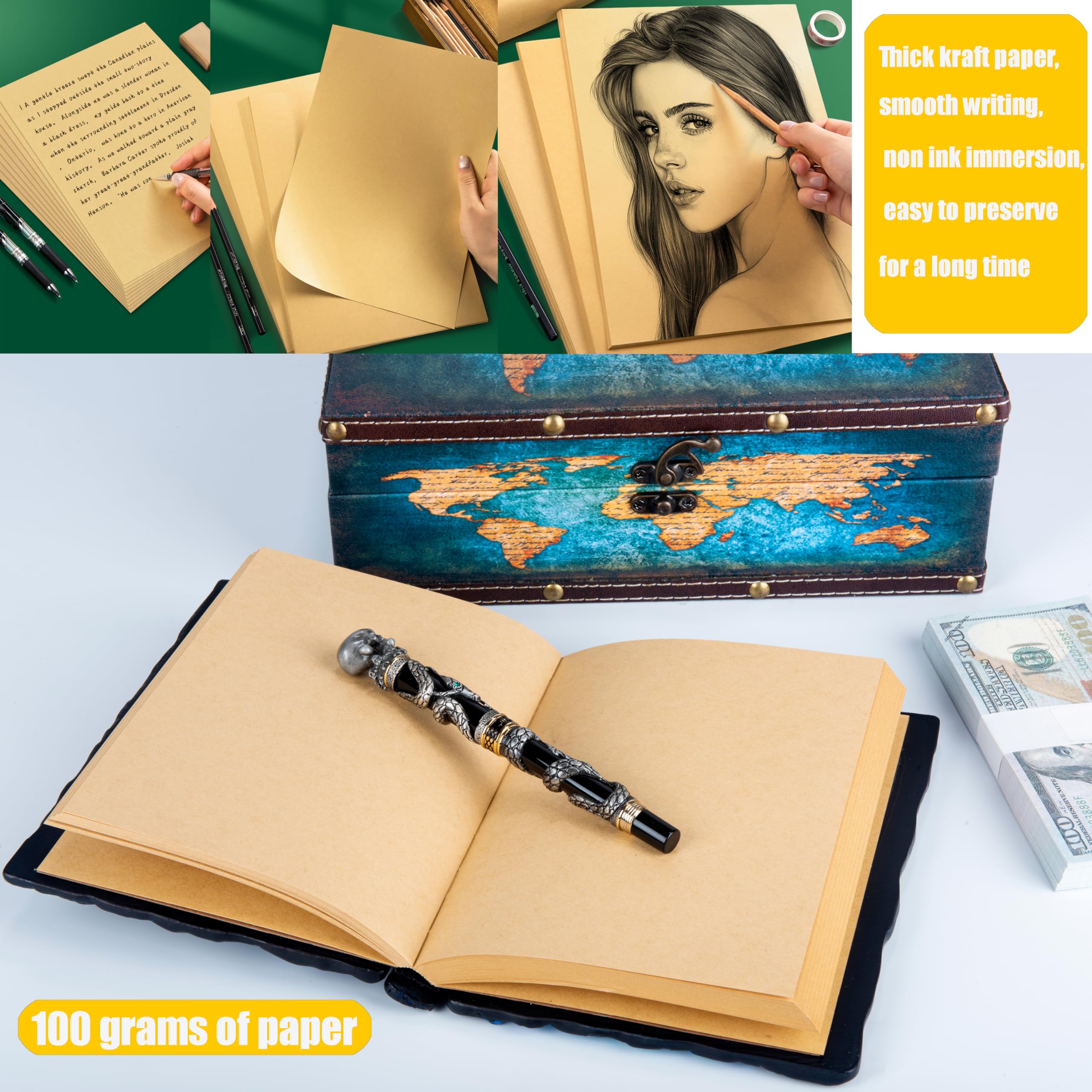 Diario fatto a mano con grandi occhi in rilievo, quaderno con incisione in resina, carta bianca, blocco note da viaggio con copertina rigida per scrittura, album da disegno, collezione, regalo, diario