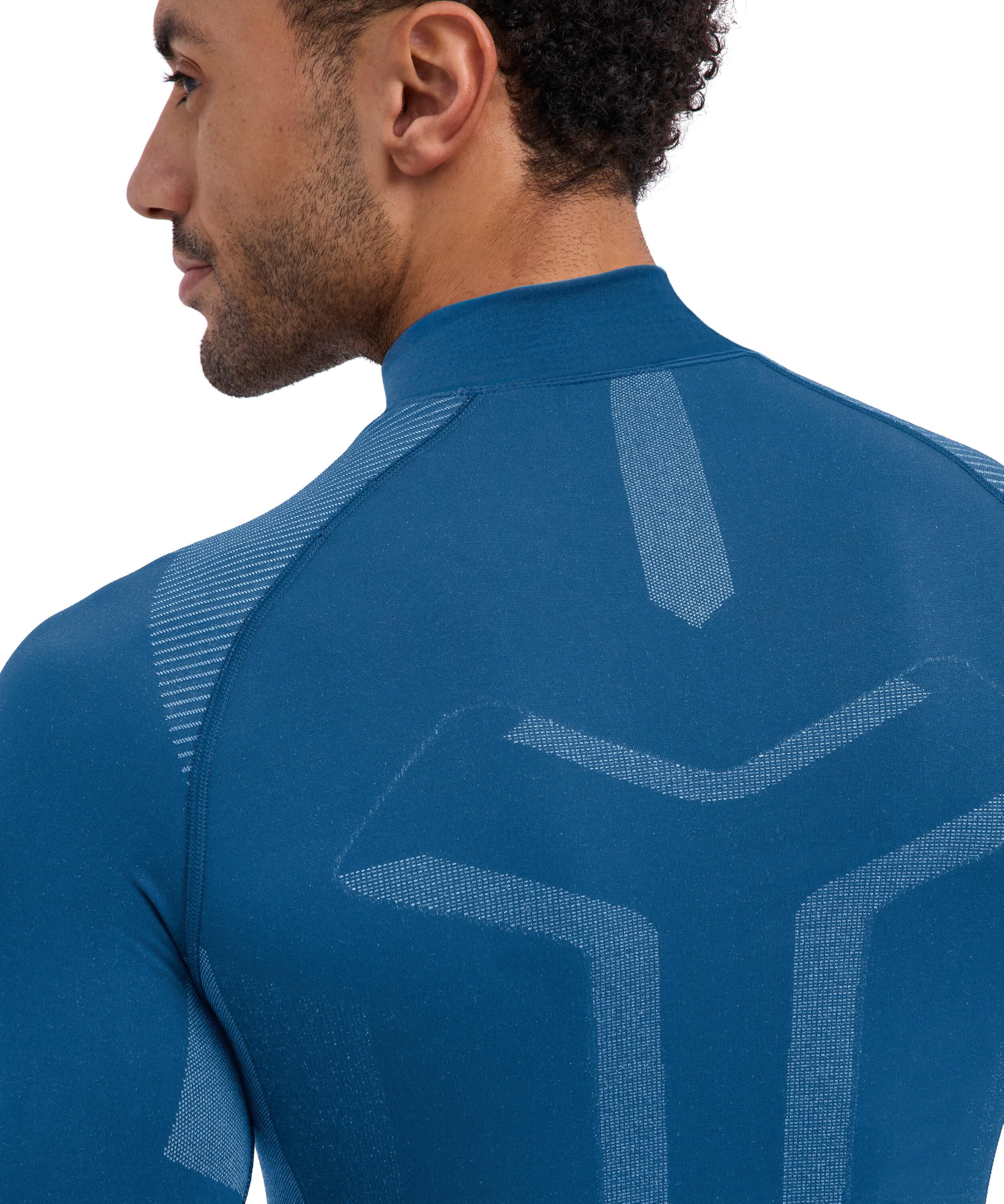 FALKE Mężczyźni Warstwa podstawowa (góra) Warm Turtleneck M L/s Sh materiał funkcyjny szybkoschnące chłodzące 1 Sztuka, Niebieski Blue Steel 6958, XXL