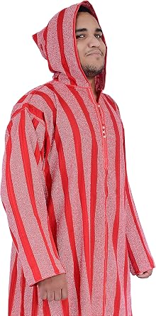 Moroccan Men Clothing Djellaba Handmade and Embroidered Breathable hooded Gray