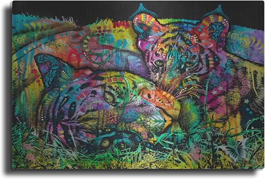 Mama Tiger and Cub by Dean Russo, Metal Wall Art, 16"x12"