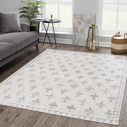 Tigris Swiss Cross Ivory&Gray Area Rug