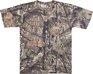 Men's Patriotic T-Shirt, Realtree and Mossy Oak Camo T-Shirt for Men, Hunting Apparel with USA Flag Embroidery