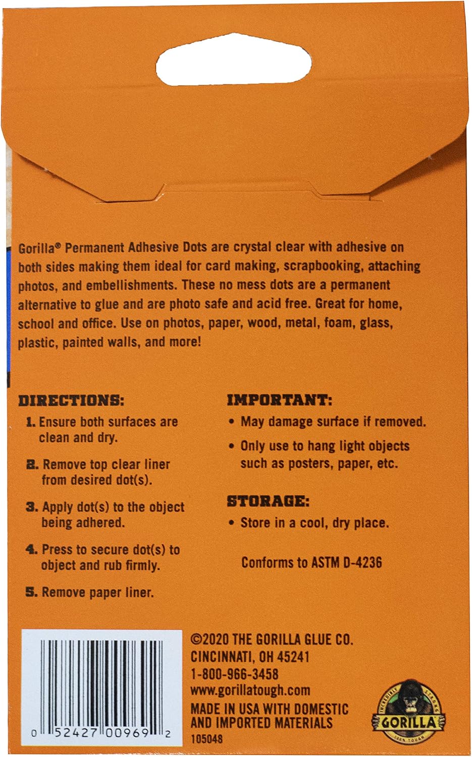 Gorilla Permanent Adhesive Dots, Double-Sided, 150 Pieces, 0.5" Diameter, Clear, (Pack of 3)