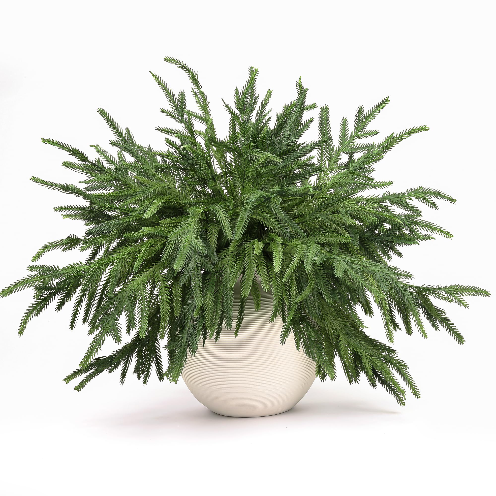 Norfolk Pine Stems, 12 Pcs 18" Real Touch Artificial Pine Branches, Tabletop Droopy Greenery Stems, Faux Cedar Picks for Vase, Garland Accessories, Holiday Winter Decor for Home Indoor, FF08