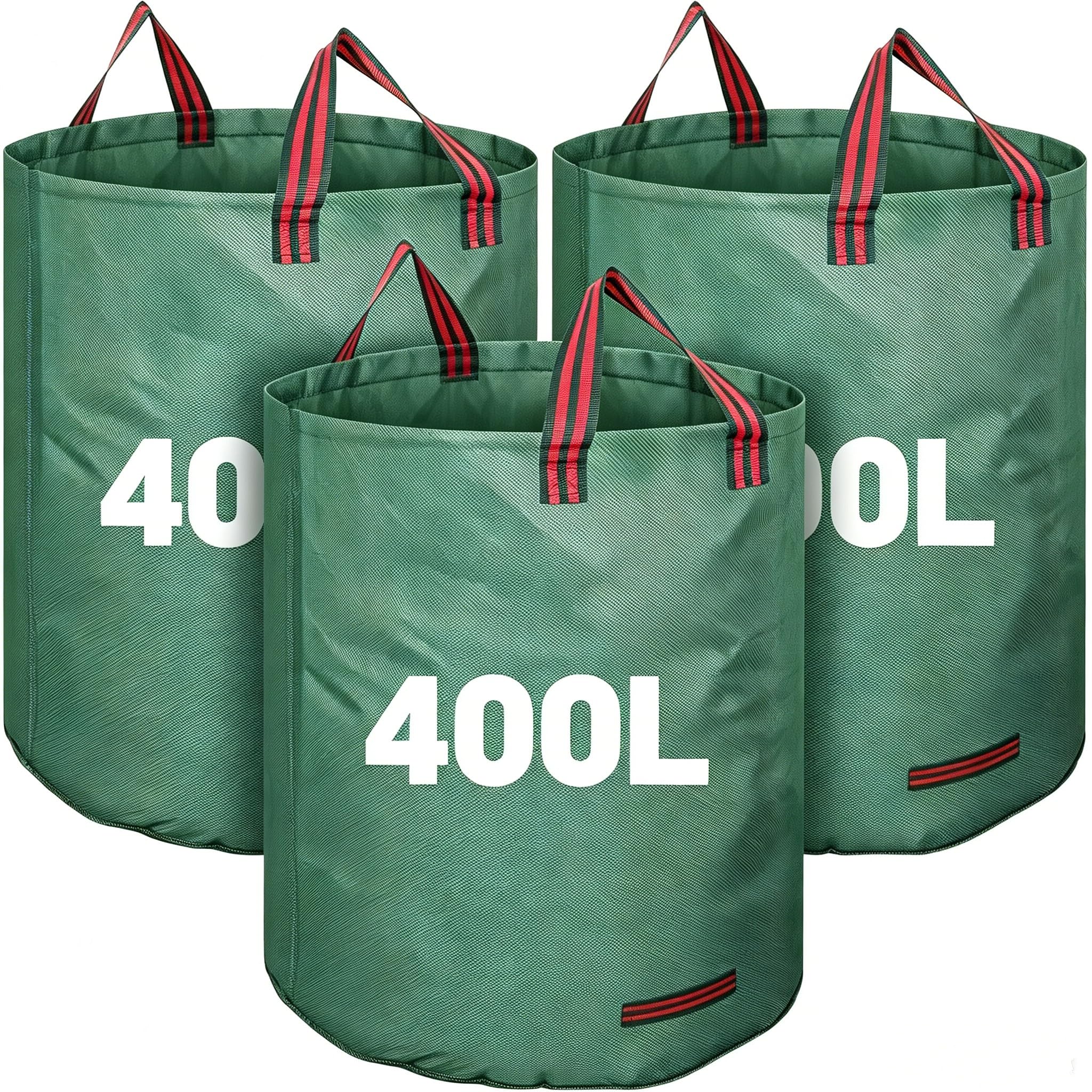 Lot de 3 sacs de recyclage réutilisables avec 5 poignées, robustes et pliables pour débris massifs, feuilles, 400 l