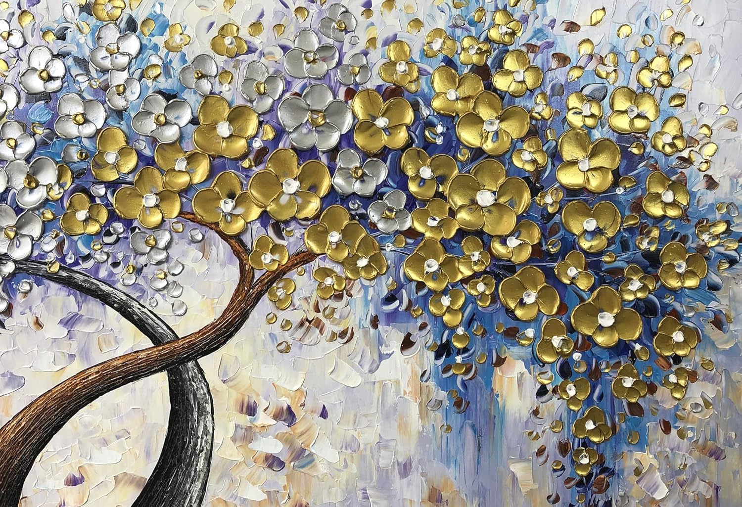 V-inspire Art,24x48 Inch Modern 100% Hand Painted Lucky Tree Oil Paintings Acrylic Painted Wood Frame Decoration Abstract Canvas Wall Art Living Room Bedroom Dining Room Home Ornament