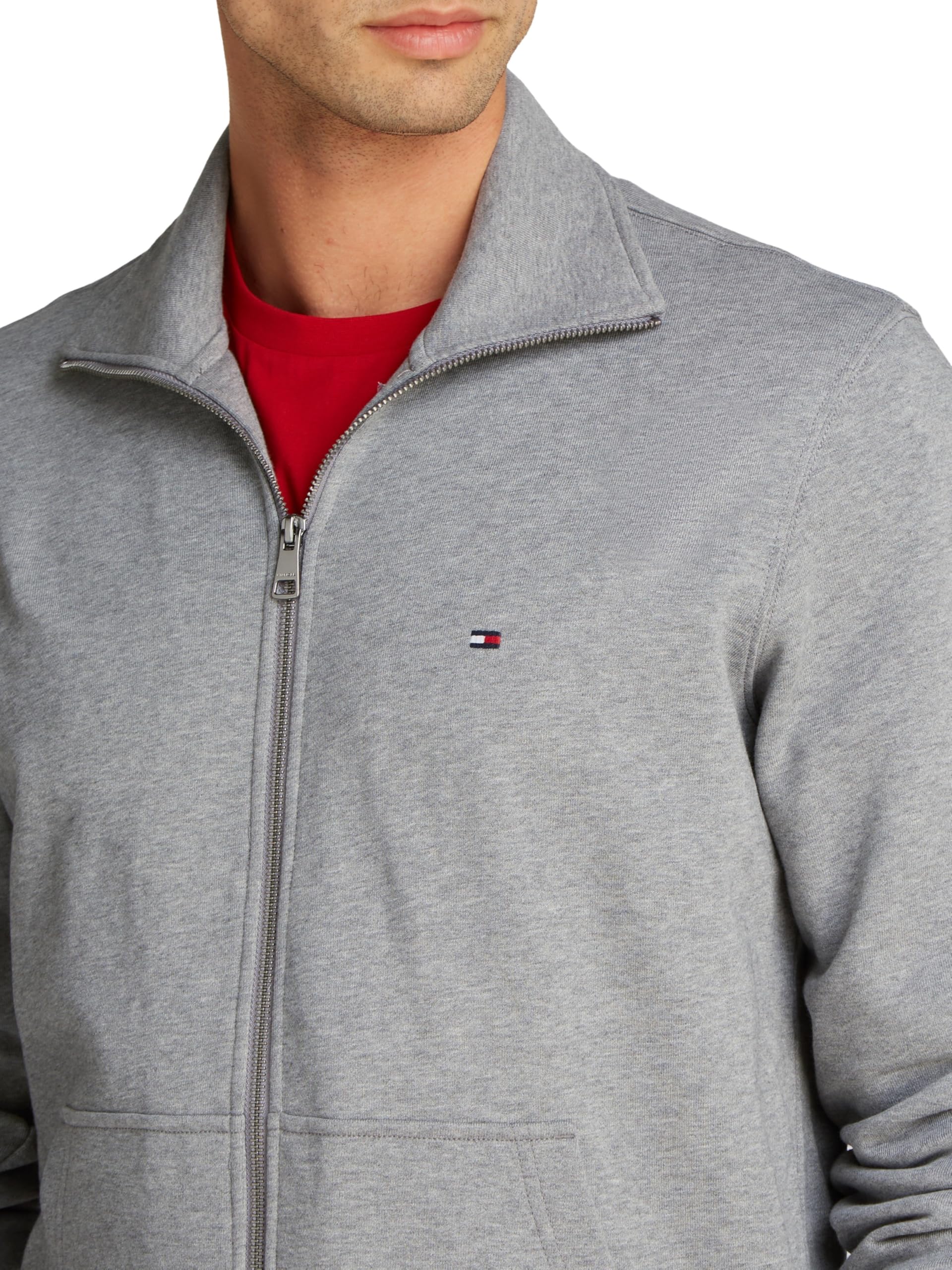 Tommy Hilfiger Uomo Felpa con Cerniera Essential Terry con Colletto alla Coreana