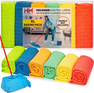 HELOMOR Large Microfiber Towels 6 Pack - 30x18 Car Drying and Cleaning Cloths