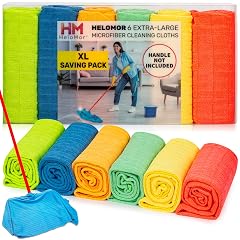 HELOMOR 6 Extra Large Floor Microfiber Cleaning Clothes 30x18 for Squeegee Mop Multi-Purpose Color Rags Reusable for House