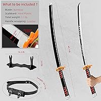 Vista 3 de Demon Slayer Sword - Juego completo de cinturón y soporte de 41 pulgadas, forma final de fuego de la espada Tanjiro, Katana de madera